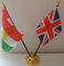 Kurdistan Union Jack 2 Flag Friendship Table Display With Gold Base