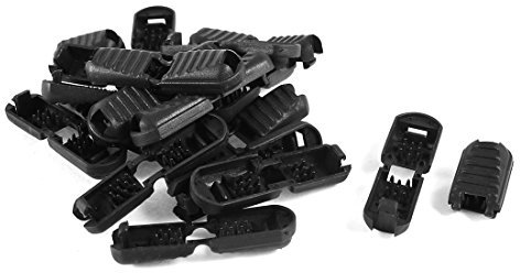 sourcing map 20 Stück Kordelstopper Kordelklemme Zipper Pull Cord Lock Enden Kunststoff 5,5 mm x 5,3 mm Schwarz