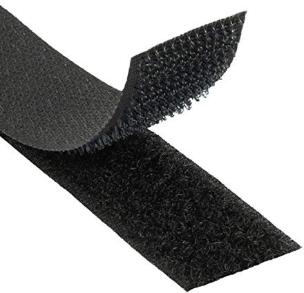 KLEBESHOP24 KLETTBAND ZUM NÄHEN | SET HAKEN + FLAUSCH | Schwarz, 25 mm x 25 m