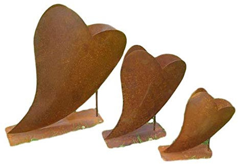 terracotta-toepfe-de Herz 30x35,5cm aus Metall, bepflanzbar in Edelrost Optik, Deko für Garten und Wohnung Valentinstag