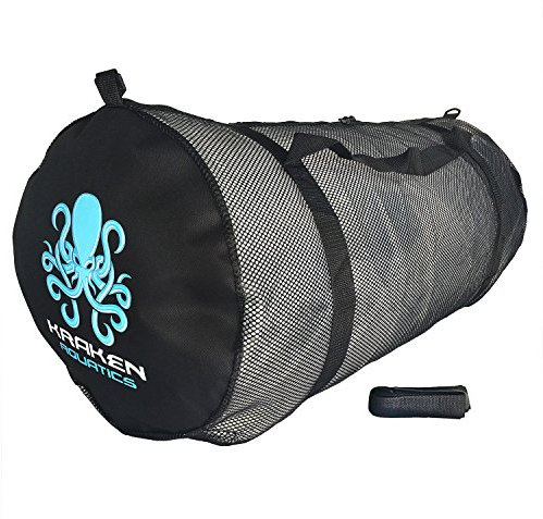 Kraken Aquatics Tauchtasche aus Netzstoff mit Schultergurt | für Tauchen, Schnorcheln, Seerfischen, Freizeit, Schwimmen, Strand und Sportgeräte | XL