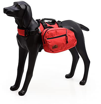 BLACKDOGGY Hunde 2-in-1 wasserabweisender Verstellbarer Expeditions-Rucksack, Geschirr mit Abnehmbarer Satteltasche, Rucksack für mittelgroße und große Hunde, Wandern, Camping, Reisen (L)