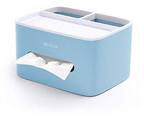 MHTECH Taschentuchbox, PVC-Taschentuchbox, multifunktionale Box, Stifthalter, Fernbedienungshalter, Taschentuchhalter, Aufbewahrungsbox, Kosmetiktuchbox (Blau)