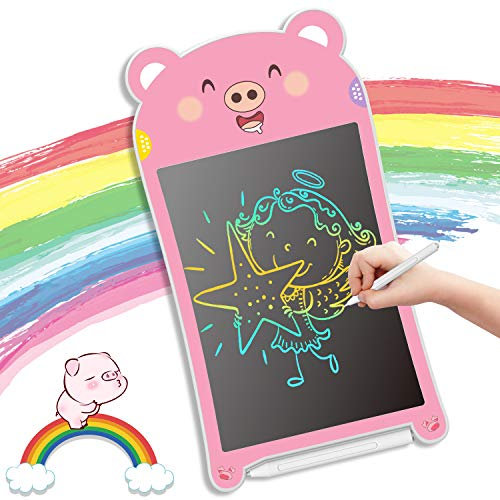 GUYUCOM LCD Schreibtafel, 8,5-Zoll-Schreibtafel Elektronisch und Maltafel Zaubertafel für Kinder mit bunter und Heller Linie, Spielzeug ab 3 Jahre Mädchen,Geschen für Kinder (Rosa)