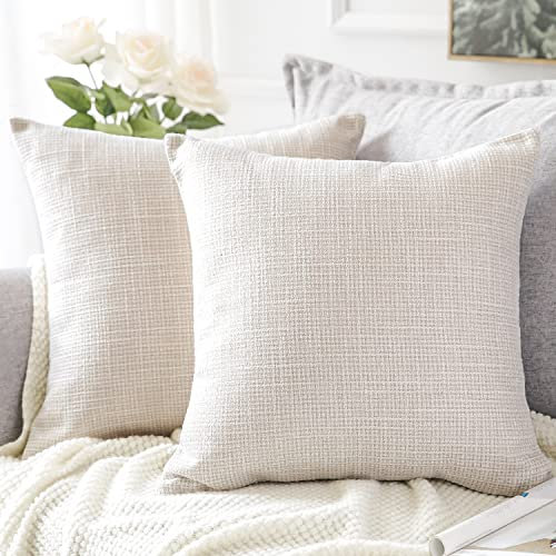 Artscope 2er Set Kissenbezug Einfarbig Wurfkissenbezug, Leinen Kissenbezüge Moderne Dekokissen Kissenhülle Set Kissen Fall für Sofa Auto Schlafzimmer Zuhause Dekor 16x16 Zoll 40x40cm Beige