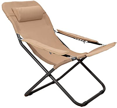 HHOMECALL Camping-Klappstuhl mit 2 x 1 Textilene und verstellbarer Rückenlehne - Beige