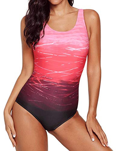 DURINM Maillots de Bain Une pièce pour Femmes col contrôle Maillot de Bain Push Up ruché Monokini Maillots de Bain Bikini Femme