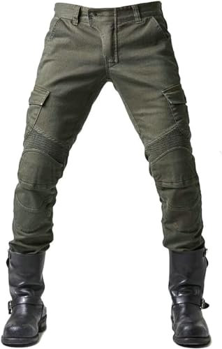 Pantalones Protectores para Motocicleta, Pantalones Vaqueros para Hombre, Hechos con Transpirable, Resistente al Desgaste, con 2 Pares de Almohadillas extraíbles Proteger la Cadera y la Rodilla