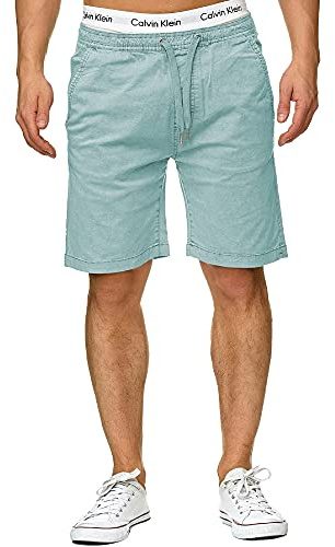 Indicode Herren Kelowna Chino Shorts mit 4 Taschen aus 98% Baumwolle | Bermuda Sommershorts für Männer Blue Surf, XL
