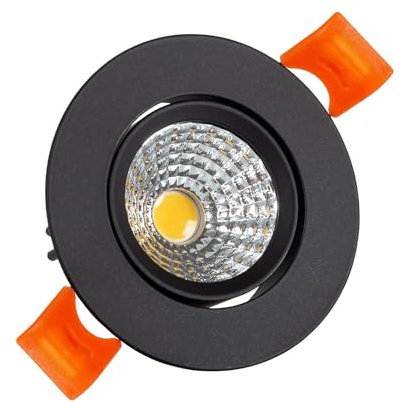 LEDKIA LIGHTING LED Downlight Einbaustrahler 3W Rund COB CRI90 Ausschnitt Ø 55 mm Schwarz No Flicker 5000K Kaltweiß