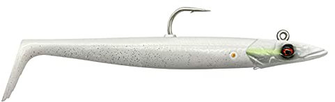 Savage Gear Sandeel V2 - Super realistische Sandaal-Imitation mit lebhafter Kicking Action, Darting Jig Head, ideal für Raubfische im Salzwasser, Hecht, Barsch & Zander White Pearl Silver 17,5 cm