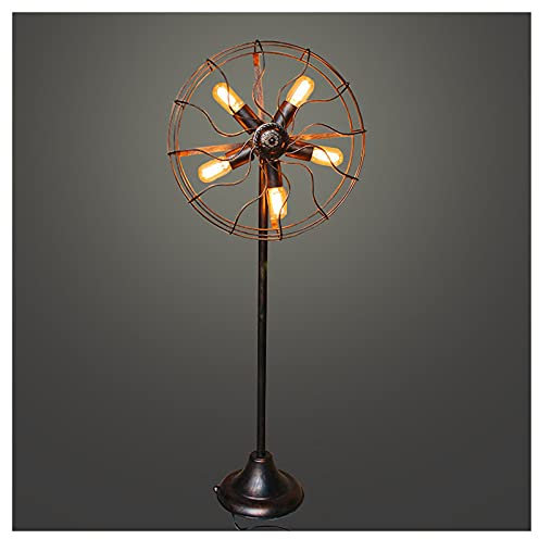 PINFU Lámpara de pie Industrial Retro Estilo Vintage Diseño de Ventilador Hierro Metal Tubo Alto Grifo Luz de pie Sala de Estar Pasillo Muebles