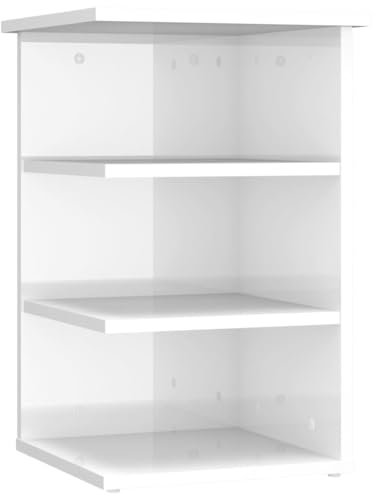 vidaXL Beistellregal Regal Standregal Bücherregal Dekoregal Ablageregal Beistelltisch Beistellschrank Standschrank Hochglanz-Weiß 35x35x55cm Holzwerkstoff