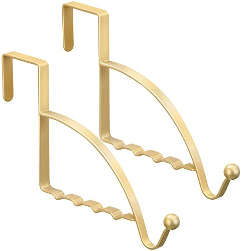 Hotop 2 Pcs Over Door Hooks Over Door Hanger Sturdy Valet Hooks Door Mounted Hooks Multi Hanging Storage Hanger Over Door Rack Clothes Coats Towels Hats Scarves Purses Keys and More (Champagne Gold)