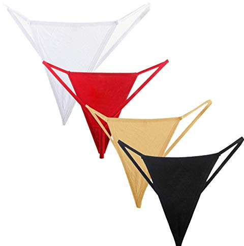 Ruankenshop String Ficelle Femme Slip Femme Dames Mémoires Femmes sous-Vêtements Strings pour Les Femmes Culottes Femmes Sexy Culottes Femmes Strings 4 pcs,Large