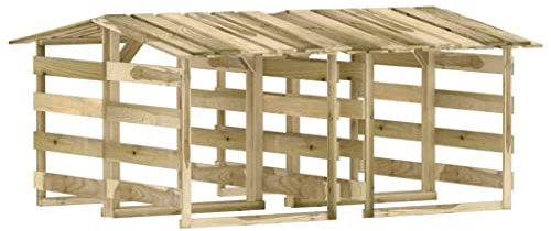 vidaXL 4X Kiefernholz Imprägniert Pergola mit Dach Unterstand Überdachung Kaminholzregal Brennholzregal Feuerholzregal Garten 100x90x100cm