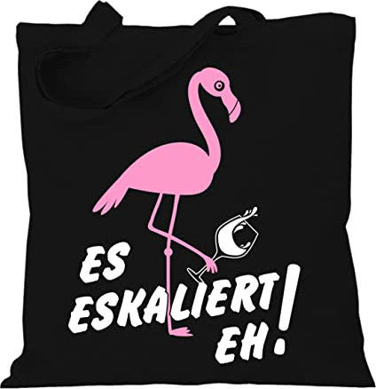 Stoffbeutel Jutebeutel Lange Henkel mit Spruch Flamingo Es Eskaliert eh