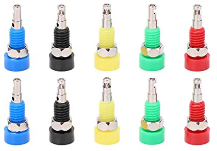 Fyearfly 10 Stück Messing Bananenbuchse, 5 Paare Blau/Schwarz/Gelb/Grün/Rot J.40002 2mm Multimeter Test Bananenstecker Buchse Adapter Binding Post, Für Elektronisches Instrument