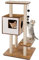 BAKAJI Albero Tiragraffi Graffiatoio Rifugio 3 Palline 1 Cuccia Coperta per Gatti Animali Felini Interattivo Unghie Antigraffio Stabile Resistente Robusto Albero Rampicante Colore Beige