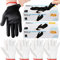 Janmercy 200 Pcs Black Disposable BBQ Nitrile Gloves with 4 Pairs Cotton Liners Grilling Cooking Cleaning Gloves for Smoker Meat(Large,Black, White)