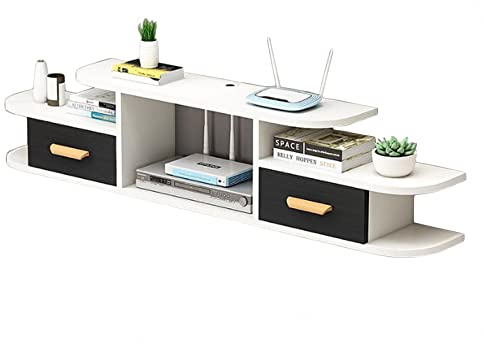 Tv Stands Floating Tv Cabinets, Wall Mounted Tv Console With 2 Drawer, Open Storage Tv Unit Shelf for Living Room, Bedroom,Black-120cm