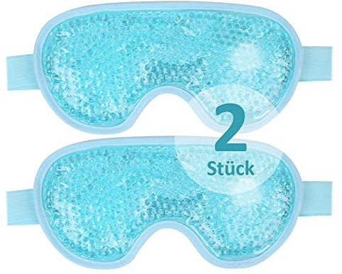 NEWGO Augenmaske Kühlend Kühlmaske Gesicht Kühlbrille für Migräne, Kopfschmerzen, Geschwollene, Müde Augen, Augenringe, Sinusschmerzen, Ice Eye Mask, 2 Stück(Blau)
