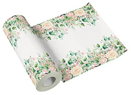 PAW - Tischläufer aus Airlaid (40 cm x 24 m) I Tischdeko für Kommunion, Konfirmation, Hochzeit, Geburtstag, Gartenparty, Taufe I Tischband - Blumen, Blätter I Farbe: Floral Moments
