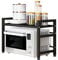 Expandable Microwave Oven Rack 2- Tier Kitchen Microwave Shelf, Height& Length Adjustable, Kitchen Storage Organizer Counter Shelf Stand, Black (L15. 7-23. 6xW14. 7xH 18. 1)