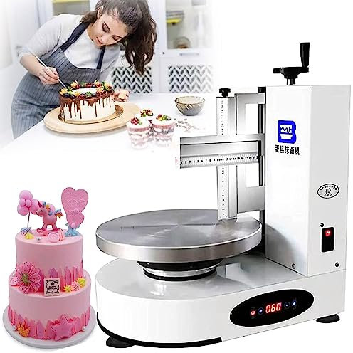 MOXAC Electrical Rotating Adjustable Cake Edge Surface Scraper 35cm Turntable,4-12InchesCakes, Automatic Birthday Cake Cream Spreading Coating Edge Smoothing Polisher,White