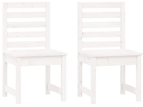 Tidyard 2 STK. Gartenstühle Holz Gartensessel Holzstuhl Balkonstuhl Terrassenstuhl Gartenmöbel Weiß 40,5x48x91,5 cm Massivholz Kiefer