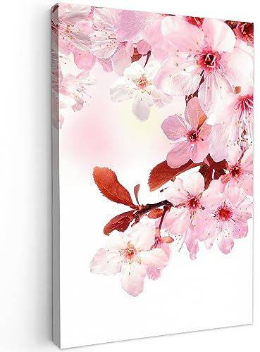 MuchoWow© Quadri su Tela 40x60 cm Foto Quadro Moderno Soggiorno Canvas Decorazioni Camera da Letto con Fiori - Sakura - Rosa - Primavera - Rami in fiore