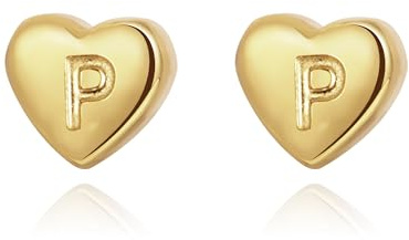 Joo&Rind Herz Ohrringe Gold mit Buchstaben 18K Vergoldet Ohrstecker Ohrringe Damen Edelstahl Hypoallergene Wasserfeste für Frauen Schmuck Geschenke