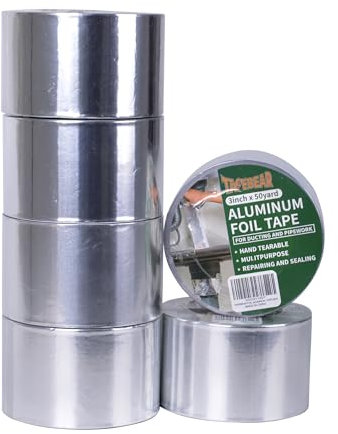 TAPEBEAR Aluminiumband 6Rollen 46m x 75mm, Aluminium Klebeband, Beständig 80° C bis 100° C, Alu-Klebeband Wasserdichtes HitzebestäNdiges, Zum Versiegeln, Reparieren Und Isolieren