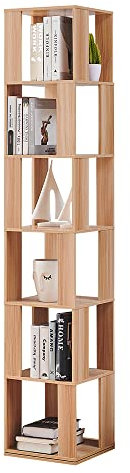 190 cm Drehbares Bücherregal, 6-stufiges Eckregal Bücherregale für Ecke, hohes Ausstellungsregal, Hohes schlankes Bücherregal für Wohnzimmer, Bibliothek (Natur)