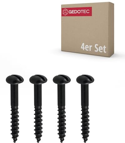 Gedotec Lot de 4 vis à bois décoratives en fer forgé - Vis à filetage partiel galvanisées - Tête demi-ronde avec fente 3,5 x 20 mm - Parfait pour la restauration de meubles - Vis à tôle - Vis à
