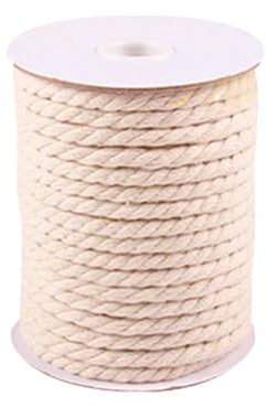 Cordon en Coton pour macramé - 20 m - Blanc - 6 mm