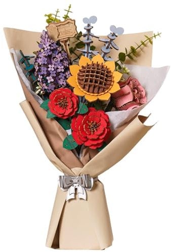 rowood 3D Puzzle DIY Wooden Flower Bouquet Age 14+, Artificial Flowers Model Kits to be Assembled, Craft Set for Adults, Best Home Décor and Valentine Toy Gift Kit