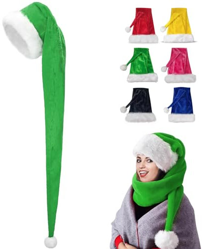 150cm Weihnachtsmütze Nikolausmütze Erwachsene Plüsch,Plüsch Nikolausmütze mit doppeltem Samt für Weihnachtsfeiern,Bequemes Dicker Klassischer Nikolausmütze für festliche Partys im neuen Jahr