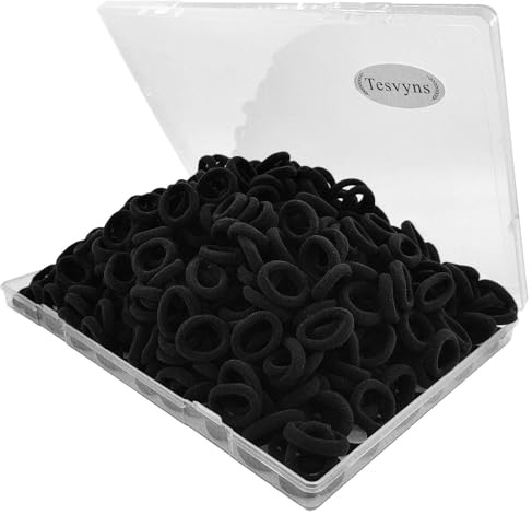 Tesvyns Baby-Haargummis, Baumwolle, Kleinkinder, für Mädchen und Kinder, nahtlose Haarbänder, Pferdeschwanz-Halter (schwarz), 200 Stück