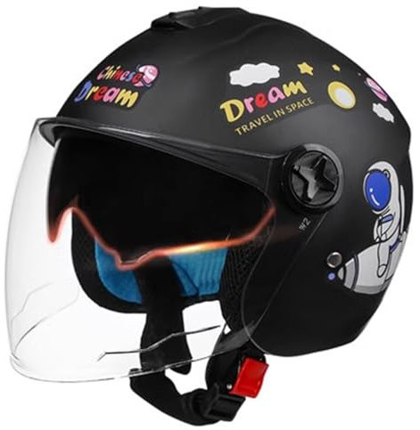 Medio Casco De Motocicleta Para Niños, Protector Solar, Gorra De Ciclomotor, Casco Eléctrico Retro De Cara Abierta Con Visera Y Casco Retro Scooter Cruiser Jet Para Niños Y Niñas D,50-56cm