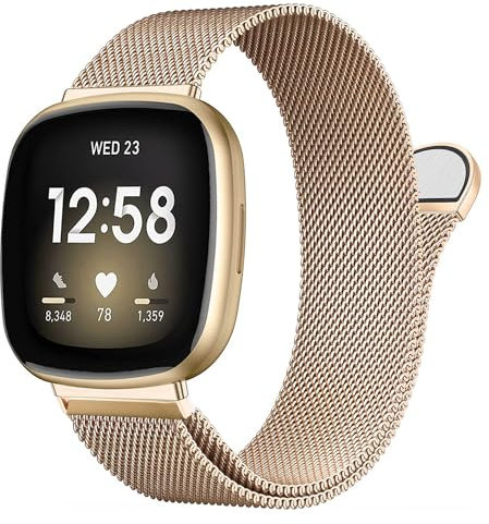 Issinlky Metallband Kompatibel mit Fitbit Versa 3/Fitbit Versa 4, Edelstahl Ersatz armband für Fitbit Sense 2/Fitbit Sense Smartwatch