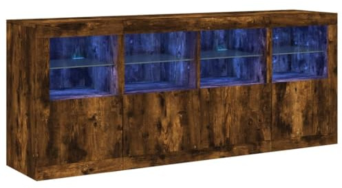 vidaXL Sideboard mit LED-Leuchten Räuchereiche 163x37x67 cm