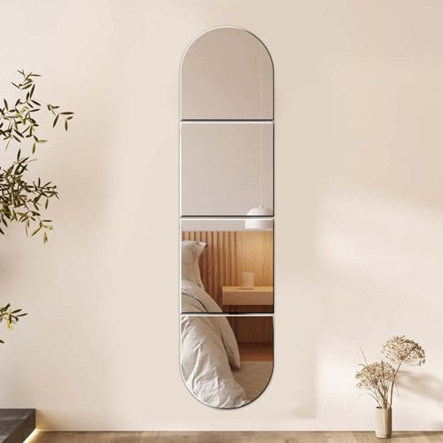 Cleminsta 4 Pièces Miroir Acrylique Adhésif, Miroir Mural Autocollant 30x30 cm, Déco Miroir Adhésif pour Salle de Bain, Armoire, Mur, Porte, Style B 1 mm d'épaisseur