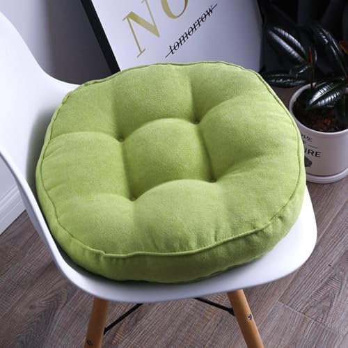 2er Set Stuhlkissen, Sitzkissen Boden für Indoor und Outdoor, Waschbare Stuhlauflage für Bank und Stuhl, Bodenkissen für Zuhause Büro Küche Esszimmer,Grün,Rund, 50x50cm