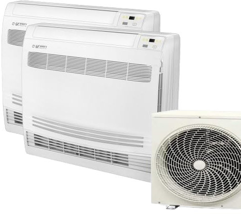 Climatizzatore dual 9000+18000 btu console pavimento r32 a++/a+ green electric evo (u.e. 5.2) con wifi