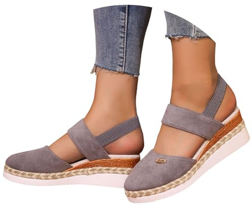 Dasongff Sandales Femme Été Confortable Compensée Nu Pieds Femme Été Confortable Sandale Fermer Devant Légères Chaussures Tongue Plage Antidérapantes Sandales avec Talon Plateforme