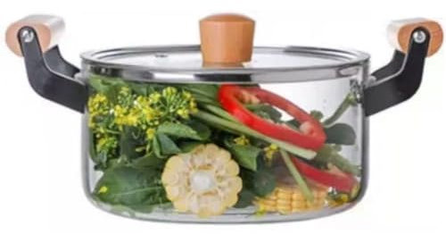 Serenitison Casserole en Verre avec Couvercle,Transparent Casserole en Verre,Résistantes à la Chaleur,Casserole en Verre Induction,Faitout de Grande Capacité,Pot à Soupe Transparent Domestique