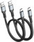 SUNGUY USB C Cable 1M [2Pack], Flat USB A to Type C Charger Cable 3A Fast Charging Data Transfer Cord Braided Compatible with iPhone15/15Pro, Samsung Galaxy S23 S22, LG, iPad Pro/Air