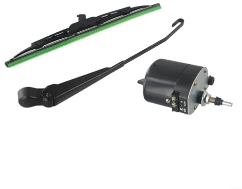 Oniissy 12 V Scheibenwischermotor mit Wischerblatt für Fischerboote, Wohnwagen, für fast alle Traktor-Wischerarm, für Traktoren, Angelwagen, ATV-UTV (Motor + Wischer)