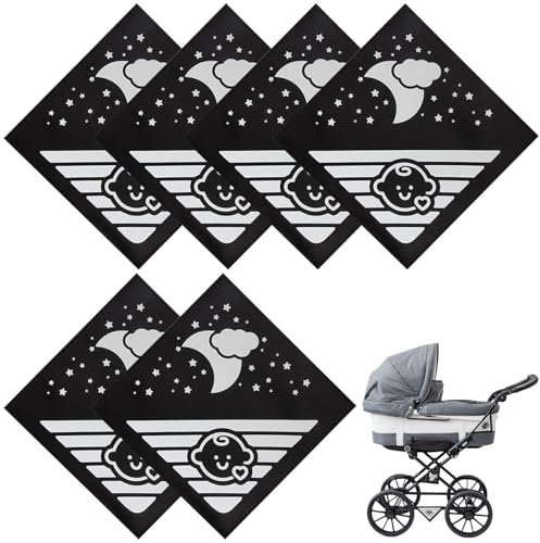 BAIFULAI 6 Stück Reflektoren für Kinderwagen mit Klettverschluss, Universal Sicherheits Reflektoren, geeignet für alle Kinderwagen, Rucksäcke, Fahrräder, Rollstühle - Schwarz
